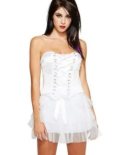 Online Halloween Decoration 51 Front Lace-Up Corset - White
