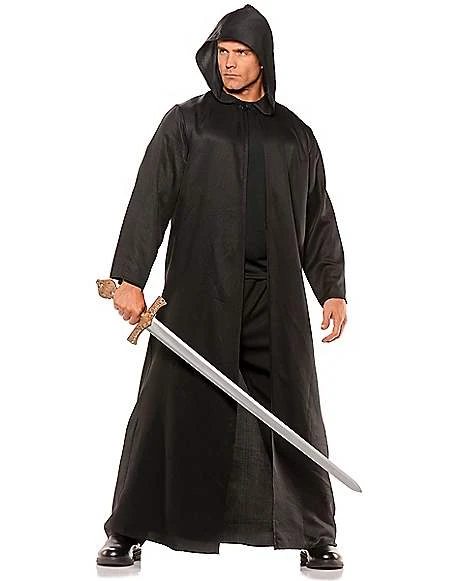 Adult Black Hooded Cloak 1 Adult Black Hooded Cloak