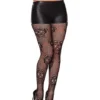 Adult Black Decorated Skull Tights