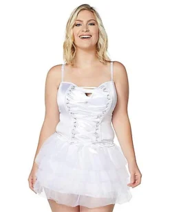 Front Lace-Up Corset - White -Online Halloween Decoration 01394600 a