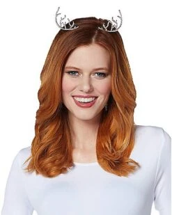 Silver Rhinestone Deer Antler Headband