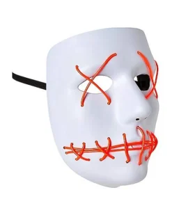 White And Red EL Wire Half Mask -Online Halloween Decoration 01429208 c
