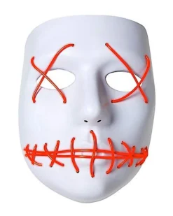 White And Red EL Wire Half Mask -Online Halloween Decoration 01429208 e