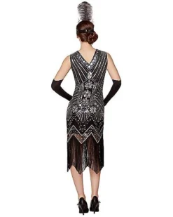Adult Black Beaded Flapper Dress -Online Halloween Decoration 01470350 c