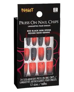 Red And Black Press On Nails -Online Halloween Decoration 01474220 c