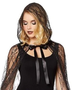Adult Black Lace Cape -Online Halloween Decoration 01479922 c