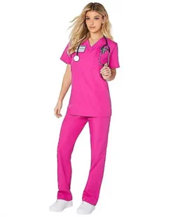 Adult Magenta Medical Scrubs Costume