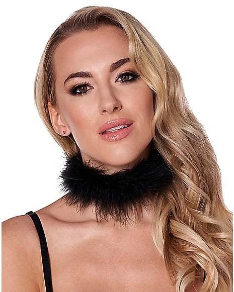 Black Feather Choker Necklace 1 Black Feather Choker Necklace