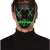 Light Up EL Wire Green Stitched Black Half Mask
