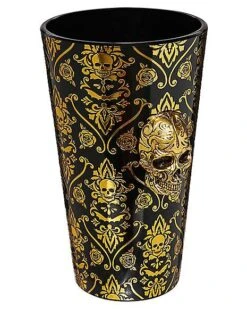 Gothic Noir Skull Glass Set 2 Pack - 16 Oz. -Online Halloween Decoration 01564442 e