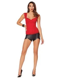 Adult Red Lace Cap Sleeve Corset -Online Halloween Decoration 01572684 c