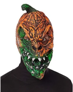 UV Light Reactive Pumpkin Half Mask