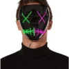Light-Up El Wire Green And Pink Stitched Half Mask