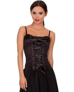 Front Lace-Up Corset - Black